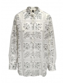 Sara Lanzi white shirt with black flowers printed 05F.29 WILD BERRY PR