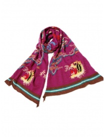 Kapital Happy purple wool scarf with dragon buy online