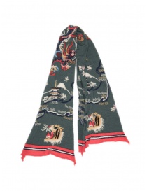 Kapital Happy green wool scarf with dragon buy online