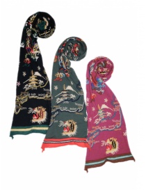 Kapital Happy green wool scarf with dragon scarves price
