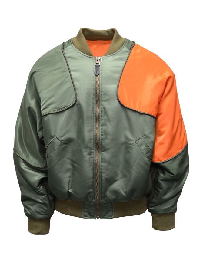 bomber cushion in green and orange for men