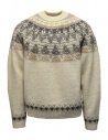 Kapital maglione in lana ecru con Smilie sui gomiti acquista online K2110KN093 ECRU
