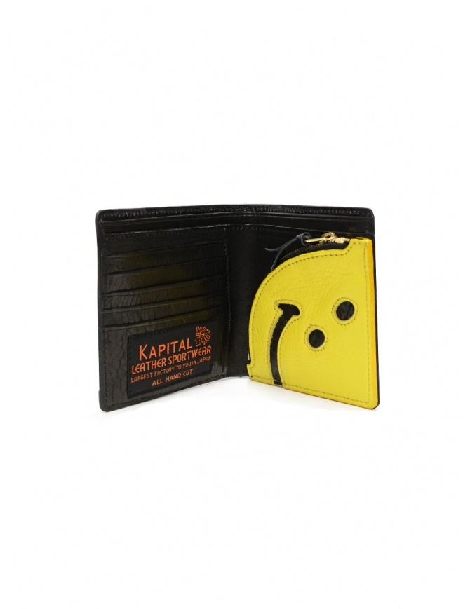 Kapital Rain Smile wallet in black leather K2109XG503 BLACK wallets online shopping