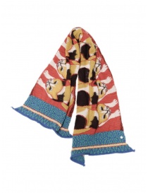 Kapital Japan Mike Happy red wool scarf with cats EK-1518 RED