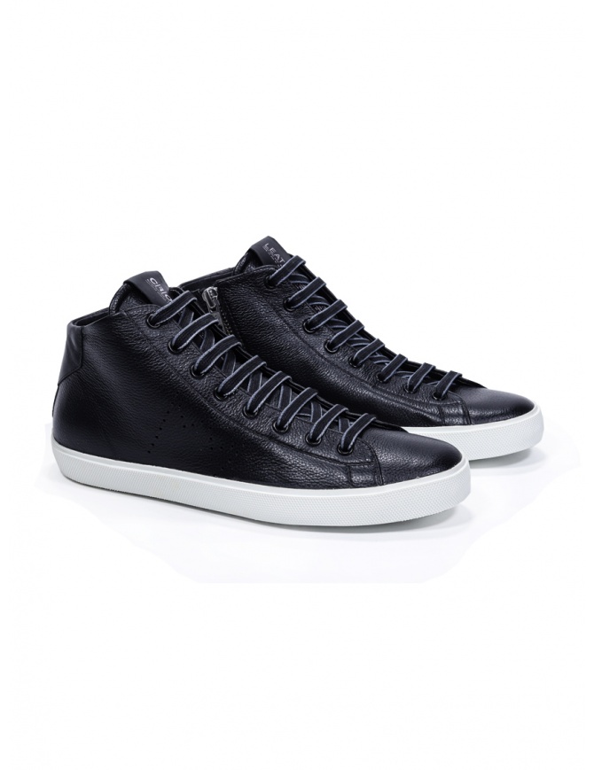Leather Crown EARTH sneakers alte in pelle nera MLC133 20119 calzature uomo online shopping