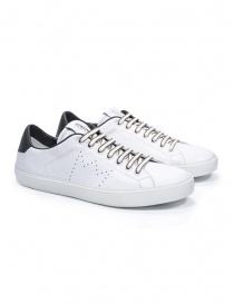 Calzature uomo online: Leather Crown LC06 sneakers bianche e verde militare scuro