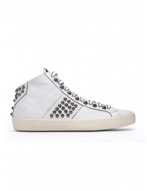 Leather Crown STUDBORN studded mid top sneakers in white buy online