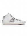 Leather Crown STUDBORN studded mid top sneakers in white shop online mens shoes