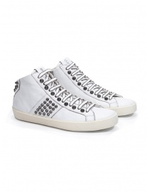 Calzature uomo online: Leather Crown STUDBORN sneakers alte borchiate bianche