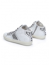 Leather Crown STUDBORN studded mid top sneakers in white price