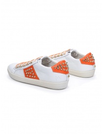 Leather Crown STUDLIGHT studded sneakers in white and orange buy online