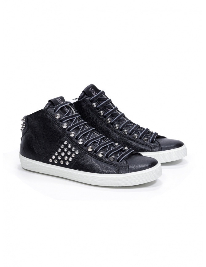 Leather Crown STUDBORN sneakers alte borchiate nere WLC167 20131 calzature donna online shopping