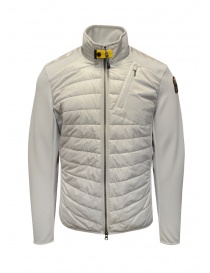Mens jackets online: Parajumpers Jayden white lightweight down jacket with fabric sleeves