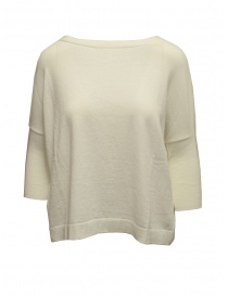 Ma'ry'ya white cotton sweater with back slit YGK024 1WHITE