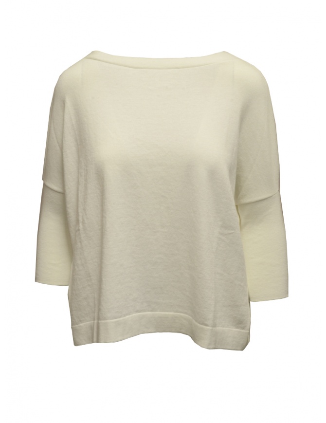Ma'ry'ya white cotton sweater with back slit YGK024 1WHITE women s knitwear online shopping