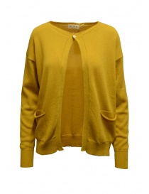 Women s knitwear online: Ma'ry'ya Rebecca yellow open pullover with botton
