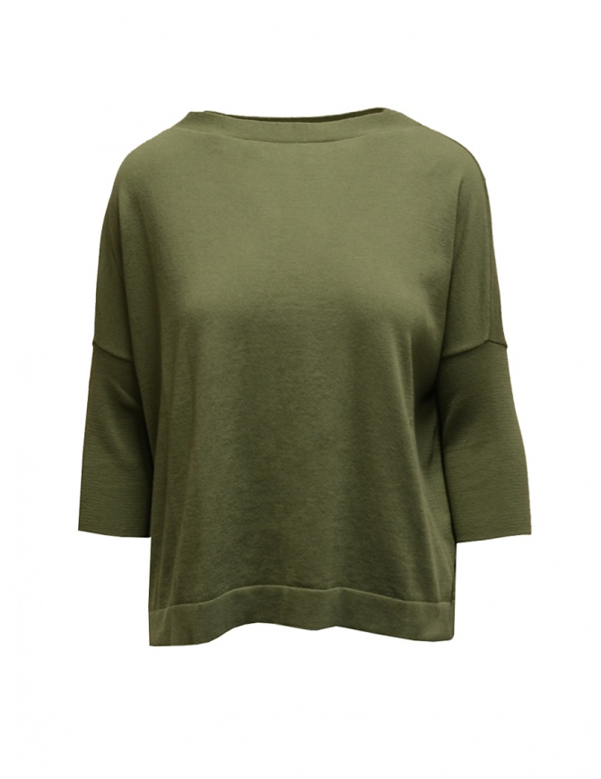 Ma'ry'ya green pullover with crossover slit YGK024 11MILITARY women s knitwear online shopping