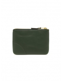 Comme des Garçons SA8100 pouch purse in bottle green leather