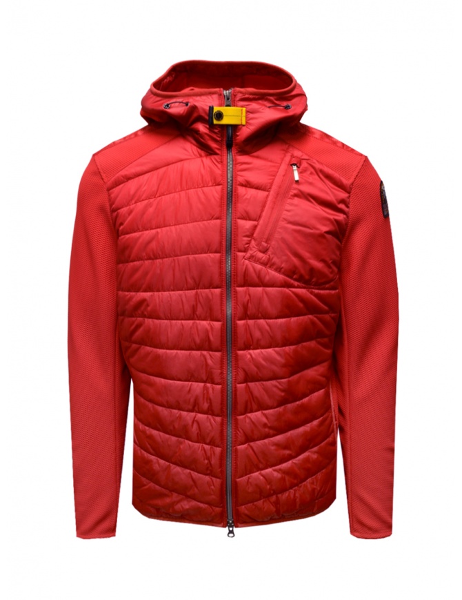 Parajumpers Nolan red jacket with hood and fabric sleeves PMHYBWU02 NOLAN MARS RED 676 mens jackets online shopping