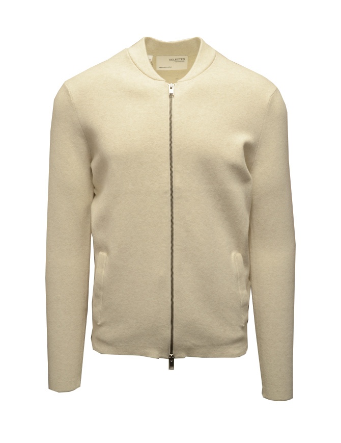 Selected Homme cardigan bianco con cerniera 16082742 EGRET - MELANGE maglieria uomo online shopping