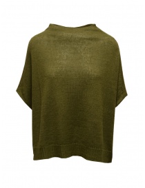 Maglieria donna online: Ma'ry'ya maglia a poncho in lino e lana verde avocado