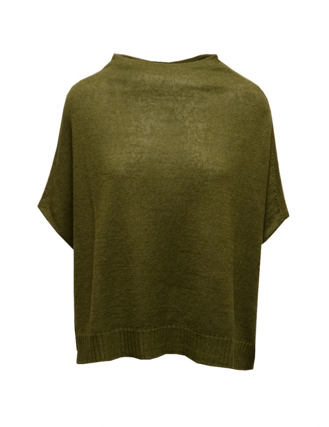 Ma'ry'ya maglia a poncho in lino e lana verde avocado YGK104 4AVOCADO maglieria donna online shopping