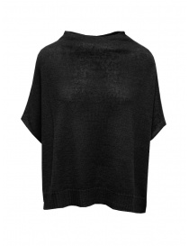 Women s knitwear online: Ma'ry'ya black poncho sweater in linen and wool