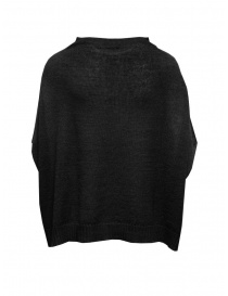 Ma'ry'ya black poncho sweater in linen and wool buy online