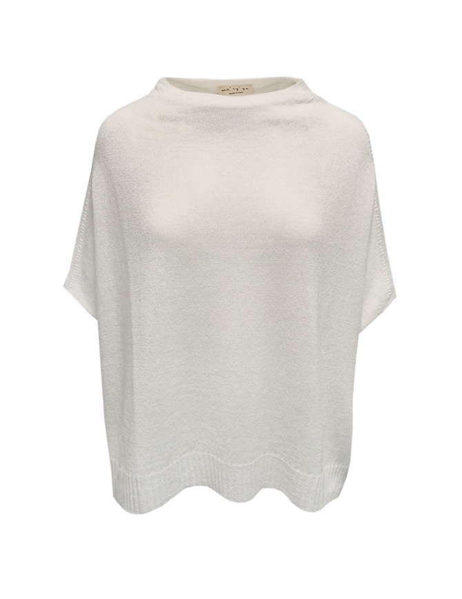 Ma'ry'ya white linen and wool poncho sweater YGK104 1WHITE women s knitwear online shopping