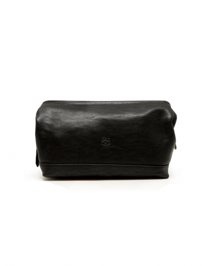 Il Bisonte beauty case in black leather SCA024PO0001 NERO BK144 travel bags online shopping