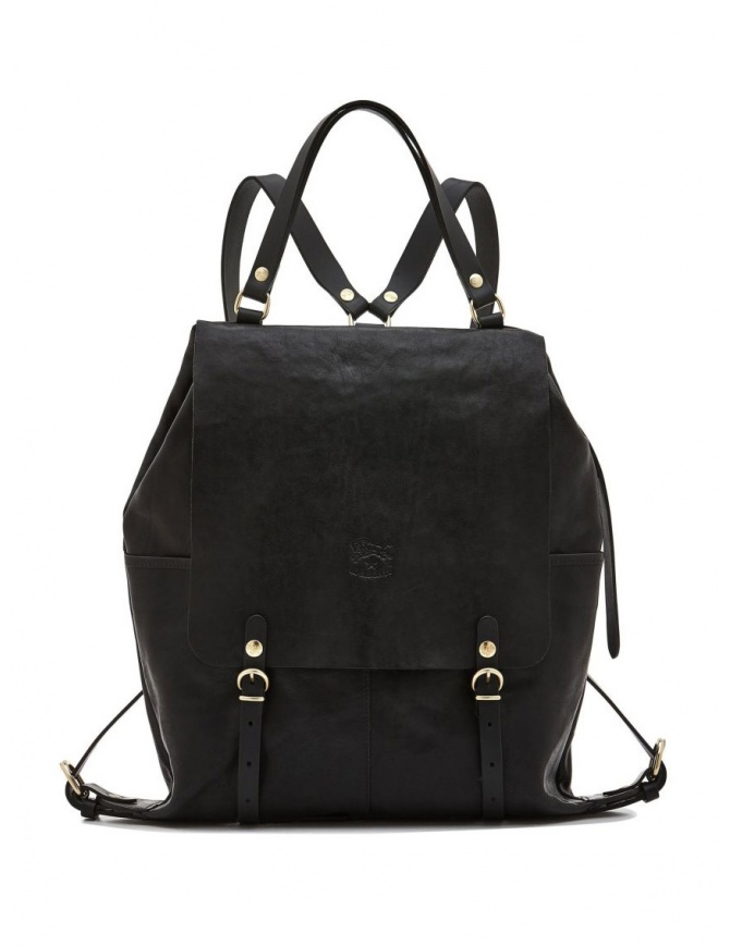 Il Bisonte Trappola black leather backpack BBA002PO0001 NERO BK180 bags online shopping