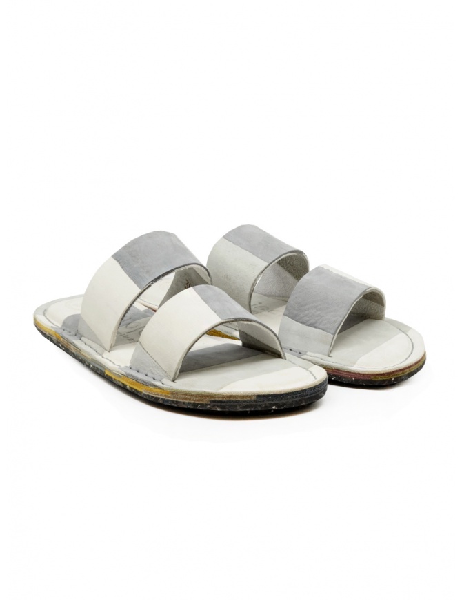 Trippen Kismet sandalo ciabatta a righe bianche e grigie KISMET F LEA CLOUDS-LEA R8 BLK calzature donna online shopping