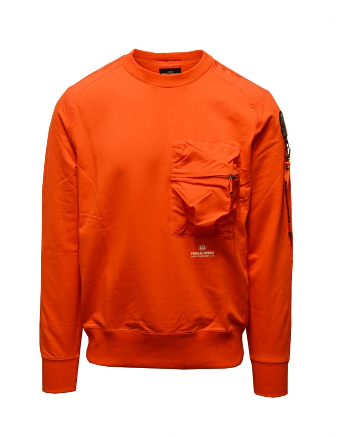 Parajumpers Sabre orange sweatshirt with pocket and key ring PMFLERE01 SABRE CARROT 729 men s knitwear online shopping