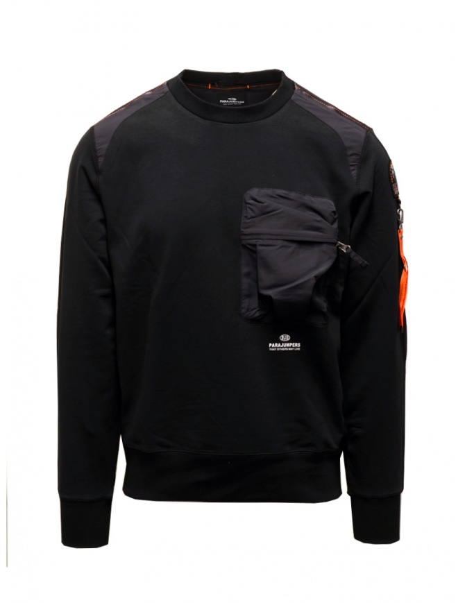 Parajumpers Sabre black sweatshirt with pocket and key ring PMFLERE01 SABRE BLACK 541 men s knitwear online shopping