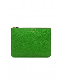 Wallets online: Comme des Garçons Embossed Forest green leather pouch