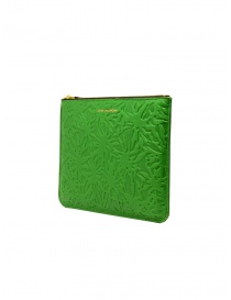 Comme des Garçons Embossed Forest green leather pouch