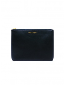 Wallets online: Comme des Garçons SA5100 medium pouch in navy blue leather