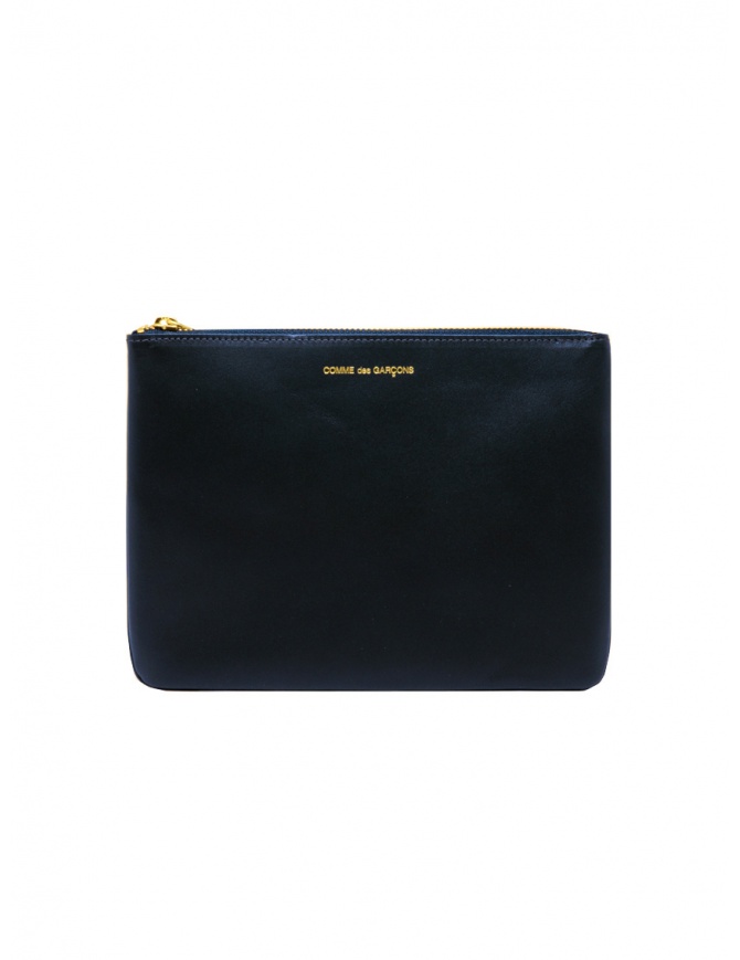 Comme des Garçons SA5100 medium pouch in navy blue leather SA5100 NAVY Comme des Garçons SA5100 medium pouch in navy blue leather SA5100 NAVY wallets online shopping