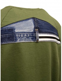 QBISM felpa verde oliva con toppa in jeans prezzo