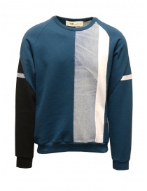 Maglieria uomo online: QBISM felpa color block ottanio denim bianca e nera