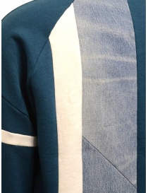 QBISM block sweatshirt in teal color white and black denim price