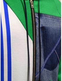 QBISM felpa con cappuccio color block verde bianca e denim maglieria uomo acquista online