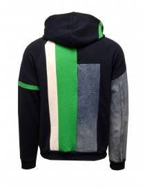 QBISM blue, green and denim hooded sweatshirt with zip
