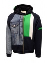 QBISM blue, green and denim hooded sweatshirt with zip buy online STYLE 04 NAVY/DENIM