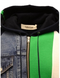 QBISM felpa blu, verde e denim con cappuccio e zip maglieria uomo acquista online
