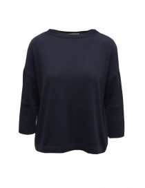 Maglieria donna online: Ma'ry'ya maglia boxy blu in cotone e cashmere