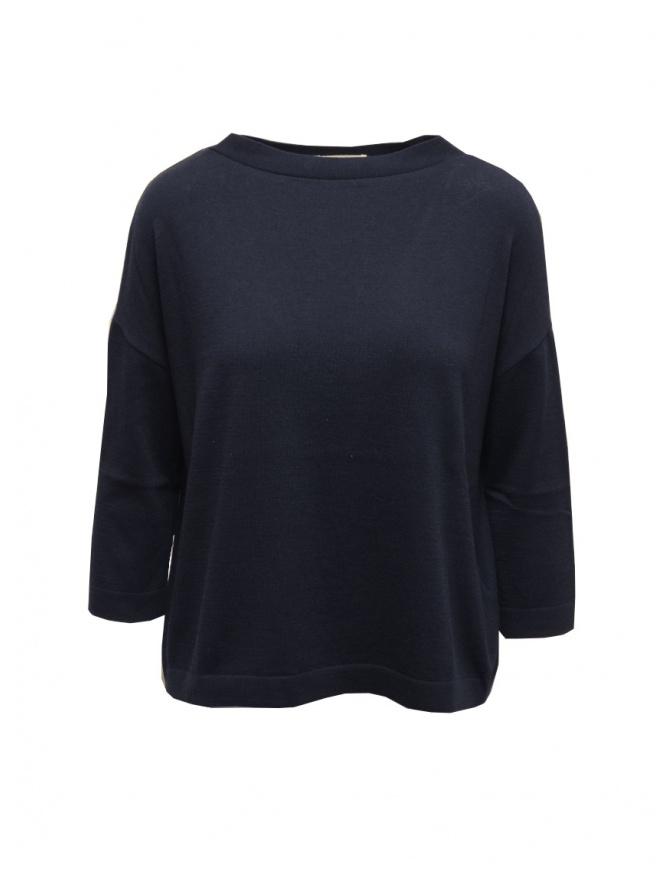 Ma'ry'ya blue boxy sweater in cotton and cashmere YGK016 4NAVY women s knitwear online shopping