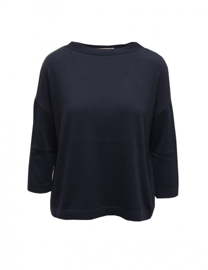 Ma'ry'ya maglia boxy blu in cotone e cashmere YGK016 4NAVY maglieria donna online shopping