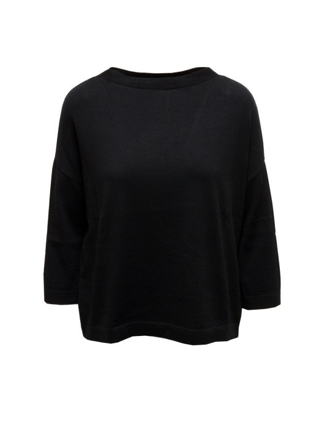 Ma'ry'ya boxy sweater in black cotton and cashmere YGK016 5BLACK women s knitwear online shopping