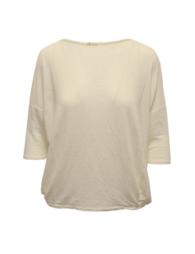 Ma'ry'ya boxy t-shirt in lino bianco naturale YGJ095 1WHITE t shirt donna online shopping